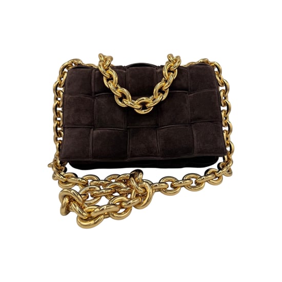 Bottega Veneta Padded Chain Cassette Brown Velvet Gold - Image 3