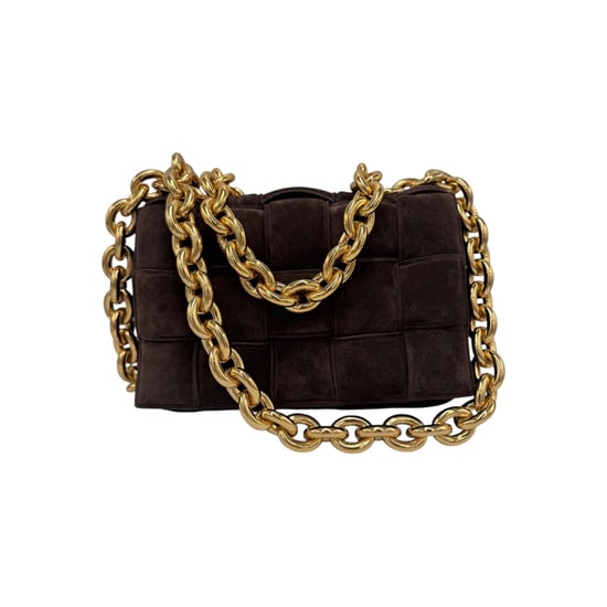 Bottega Veneta Padded Chain Cassette Brown Velvet Gold - Image 4