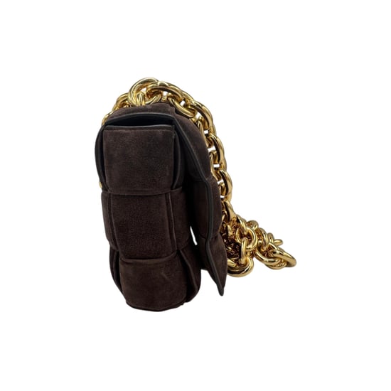 Bottega Veneta Padded Chain Cassette Brown Velvet Gold - Image 5