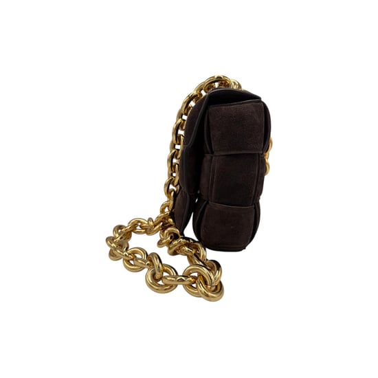 Bottega Veneta Padded Chain Cassette Brown Velvet Gold - Image 6