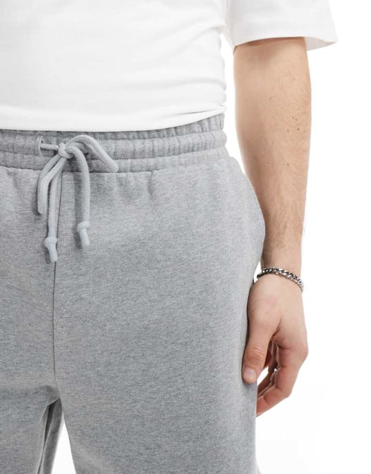 ASOS DESIGN premium tungvikt oversize shorts i grå melange - Image 2