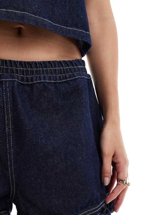 ASOS DESIGN denimfrillshorts i indigo - Image 3