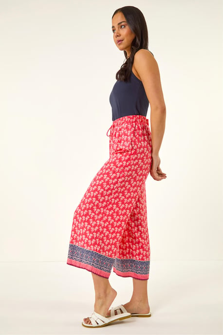 Petite Border Print Cropped Trouser - Image 1