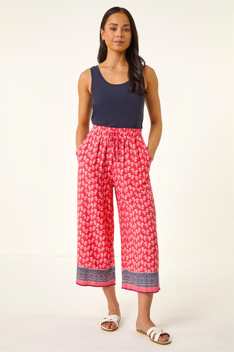 Petite Border Print Cropped Trouser - Image 2