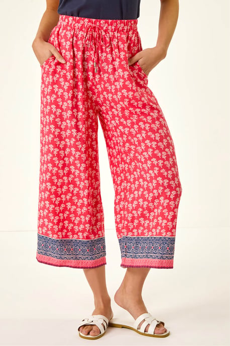 Petite Border Print Cropped Trouser - Image 4