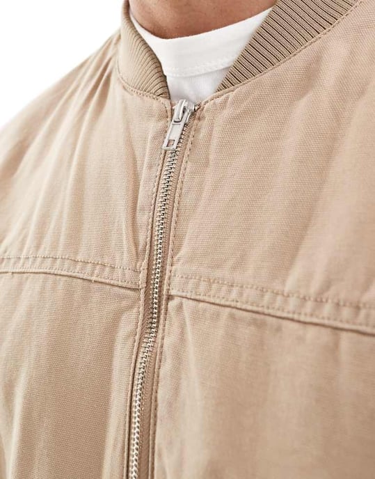 ASOS DESIGN oversized bomberjacka i tvättad sten - Image 3