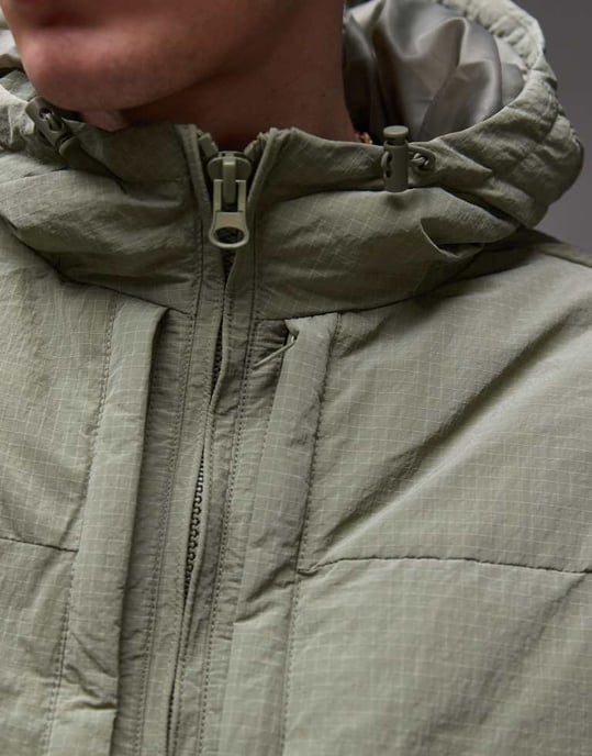 Topman texturerad huvjacka i sagegrön - Image 3