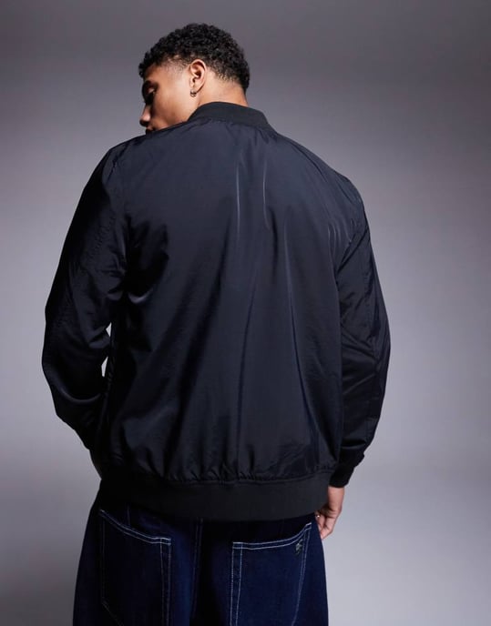 ASOS DESIGN lätt bomberjacka i svart - Image 4
