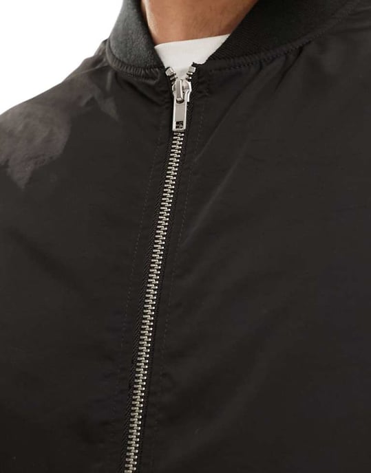 ASOS DESIGN lätt bomberjacka i svart - Image 4