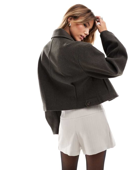 ASOS DESIGN kragejacka i mörkbrun - Image 4