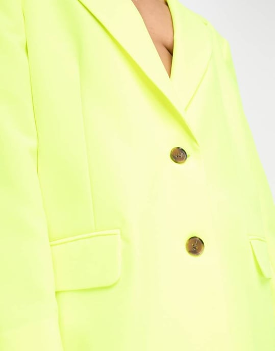 ASOS DESIGN oversized morfar kostym jacka i fluorescerande gult - Image 4
