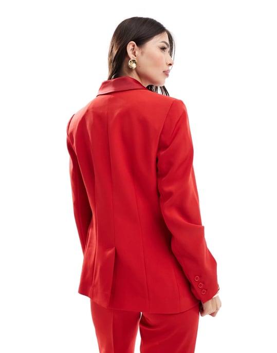 ASOS DESIGN figursydd smokingblazer i röd samordning - Image 2