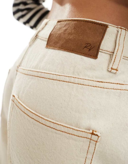 Återvunnen vintage denimshorts i ecru-wash - Image 2