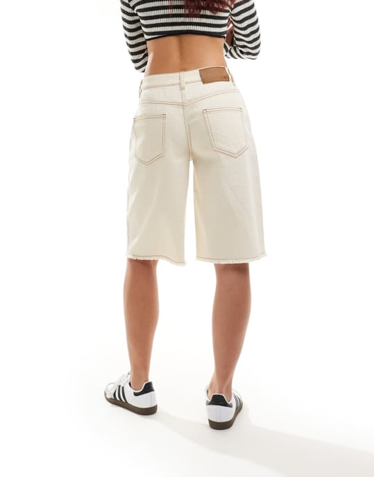Återvunnen vintage denimshorts i ecru-wash - Image 3
