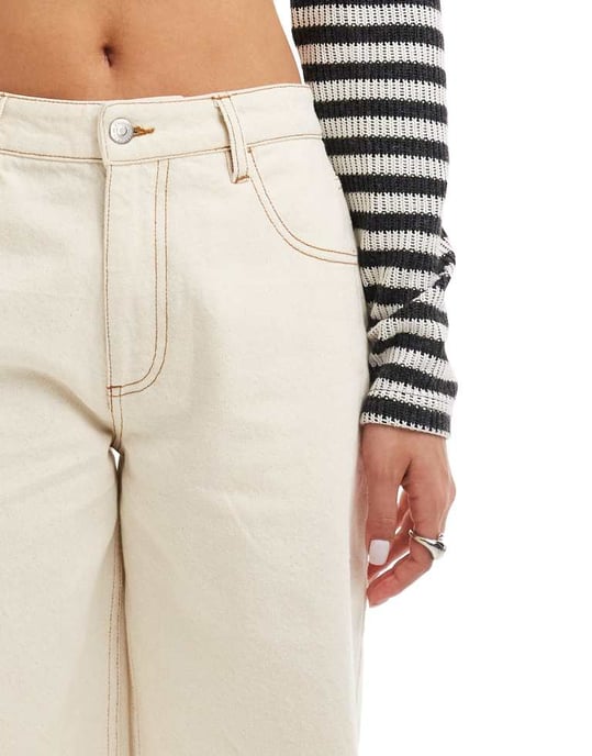 Återvunnen vintage denimshorts i ecru-wash - Image 4