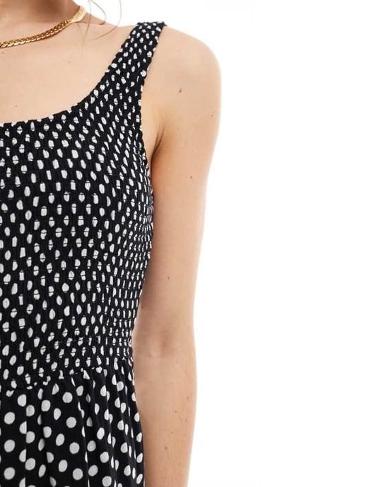 ASOS DESIGN scoop neck löst sittande jumpsuit i monokrom pricktryck - Image 2