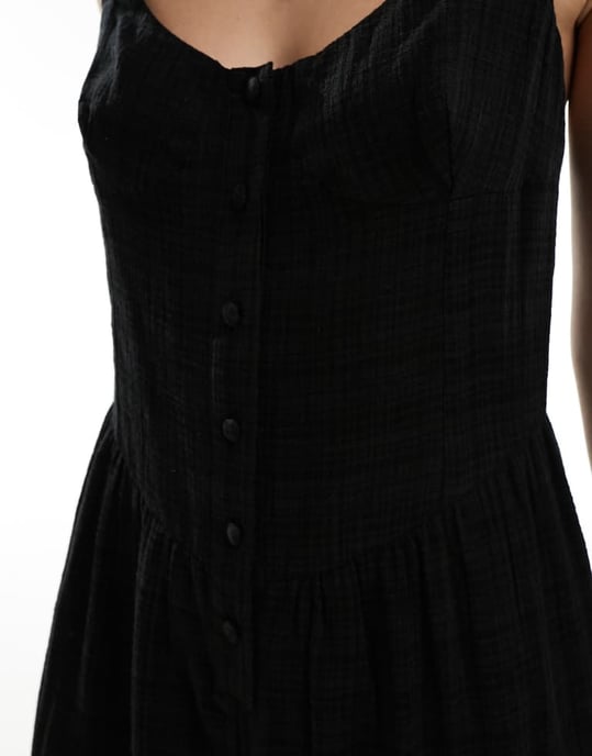 Återvunnen vintage jumpsuit med bystdetalj i svart - Image 3