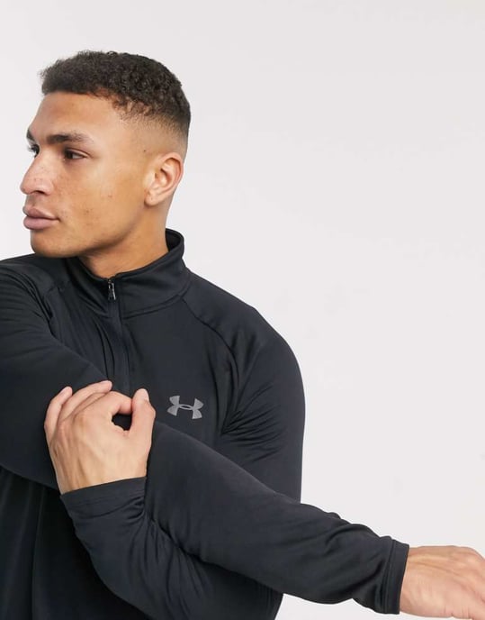 Under Armour Tech 2.0 1/2 zip top in black - Image 3