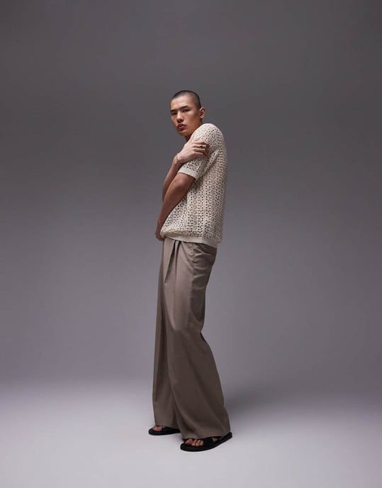 Topman virkade genomskinliga polo med guldtråd i sten - Image 2