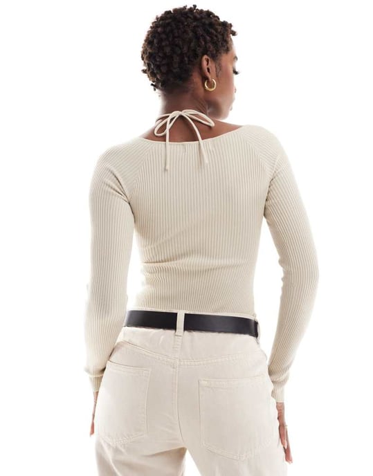 In The Style knyt framtill stickad bodysuit i stenfärg - Image 4