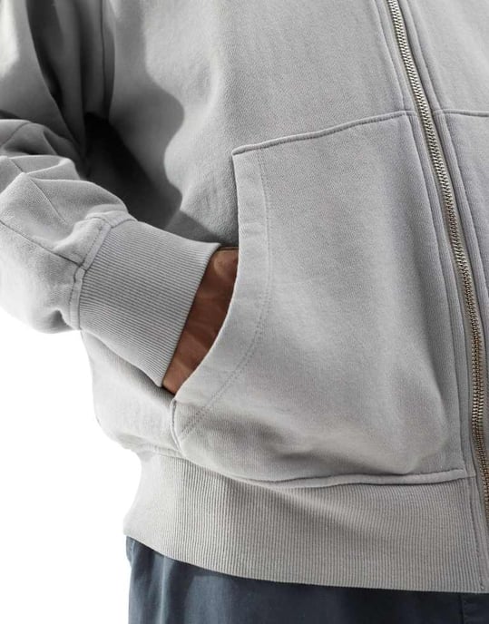 ASOS DESIGN unisex oversized zip hoodie i tvättad ljusblå - Image 2