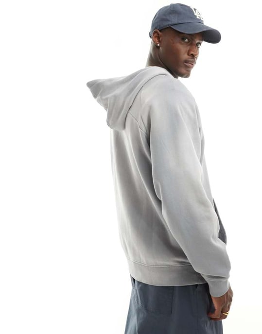 ASOS DESIGN unisex oversized zip hoodie i tvättad ljusblå - Image 3