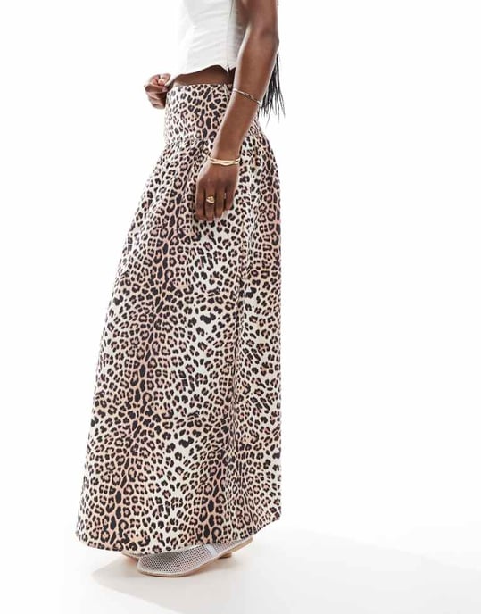 ASOS DESIGN maxikjol med sänkt midja i leopardmönster - Image 1