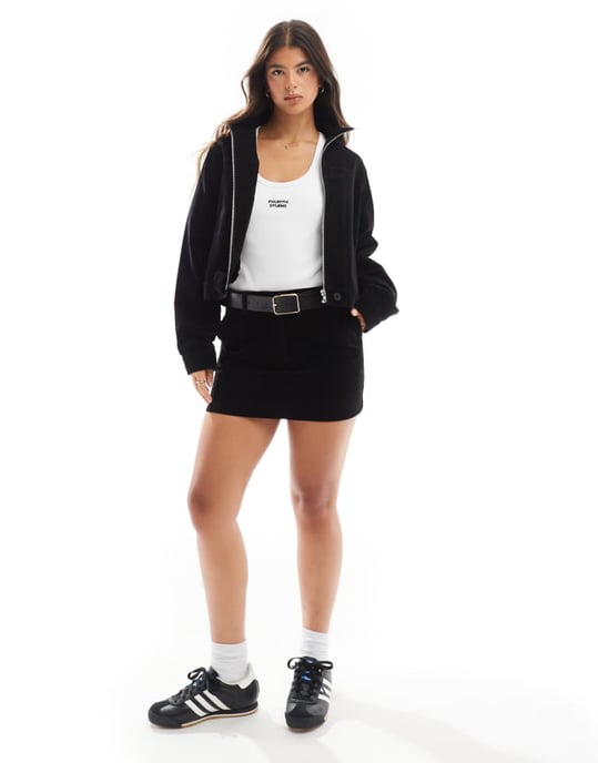 ASOS DESIGN kordmikromini kjol i svart - Image 1