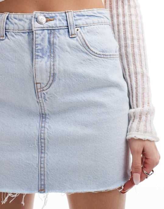 Miss Selfridge denimmikromini kjol i ljus tvätt - Image 4