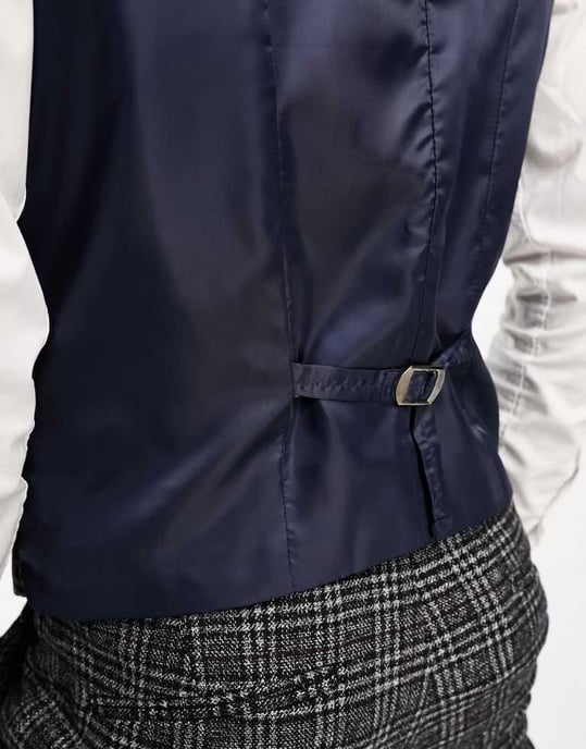 ASOS DESIGN super skinny ullblandning väst i grå texturering rutigt - Image 2