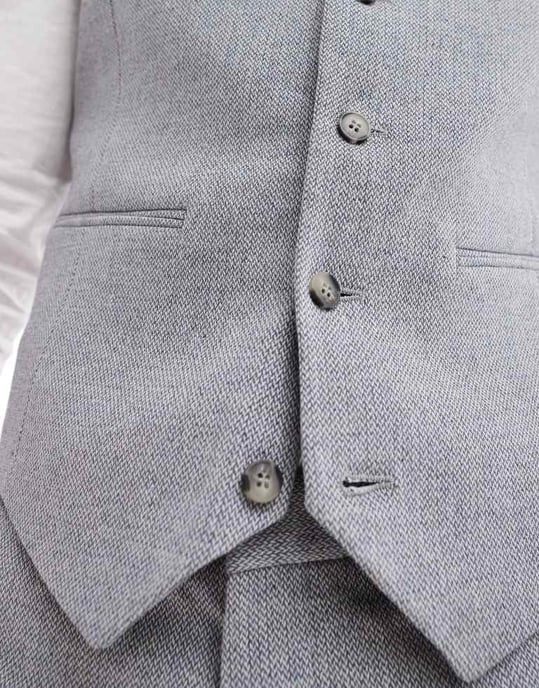ASOS DESIGN slim fit ullmix västar i blå korgväv - Image 3