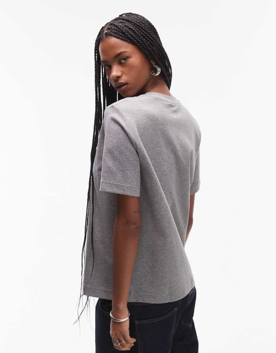 ARKET heavyweight jersey t-shirt in grey melange - Image 2