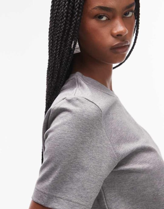 ARKET heavyweight jersey t-shirt in grey melange - Image 4