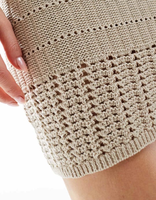 ASOS DESIGN virkade minikjol i stenfärgad samordning - Image 2