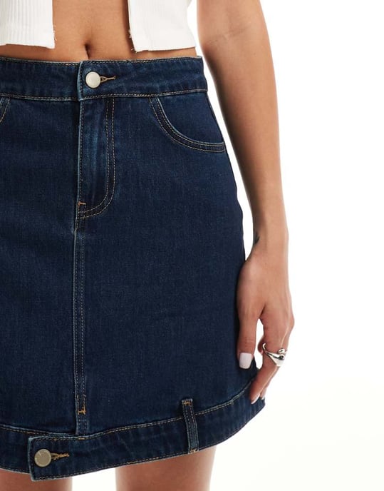 Urban Revivo a-linjekjol i denim i indigo - Image 3