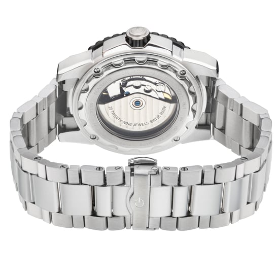 Gevril Men's Seacloud Swiss Automatic Movement SA100 Black Bezel, Black Dial, Stainless Steel Bracelet Watch - Image 2