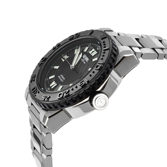 Gevril Men's Seacloud Swiss Automatic Movement SA100 Black Bezel, Black Dial, Stainless Steel Bracelet Watch - Image 3