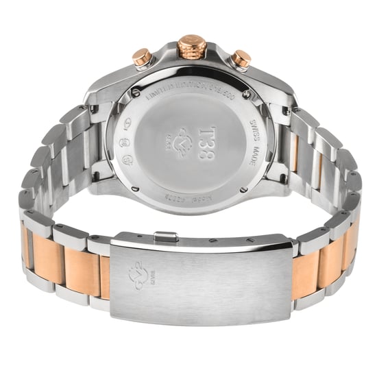 GV2 Men's T38 Swiss Quartz Chrono Enamel Gray Dial with White print 3 Black sub dial 316L IPRG Stainless Steel Bracelet Watch - Image 2