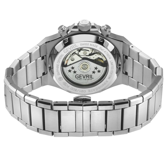 Gevril Men's Kingsgate Chronograph SS Case,SS Bezel, Silver Dial, Stainless Steel Satin Bracelet. - Image 2