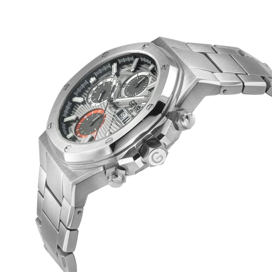 Gevril Men's Kingsgate Chronograph SS Case,SS Bezel, Silver Dial, Stainless Steel Satin Bracelet. - Image 3