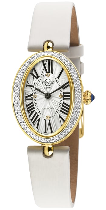 GV2 Piazza Navona Swiss Quartz Slim Movement 1062 Silver/White Dial, Ivory White Handmade Italian Leather Silk Watch - Image 1