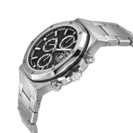 Gevril Men's Kingsgate Chronograph Swiss Made Automatic Chronograph Movement ETA 7750 Black Dial, Stainless Steel Satin Watch - Image 3