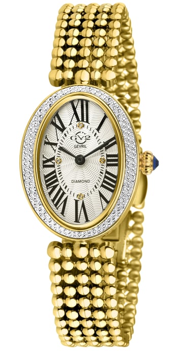 GV2 Piazza Navona Diamond Gold Case Silver/White Dial, 316L Stainless Steel IP Yellow Gold Bracelet Watch - Image 1