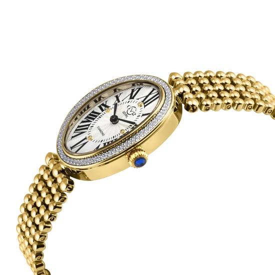GV2 Piazza Navona Diamond Gold Case Silver/White Dial, 316L Stainless Steel IP Yellow Gold Bracelet Watch - Image 3