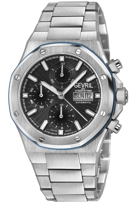 Gevril Men's Kingsgate Swiss Automatic Chronograph Movement ETA 7750 Blue Dial, Stainless Steel Watch - Image 1