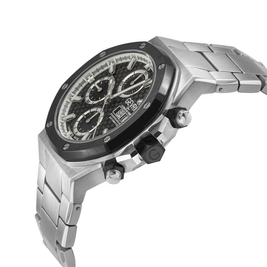 Gevril Men's Kingsgate Chronograph SS Case,Black Bezel, Black Dial, Stainless Steel Satin Bracelet. - Image 3