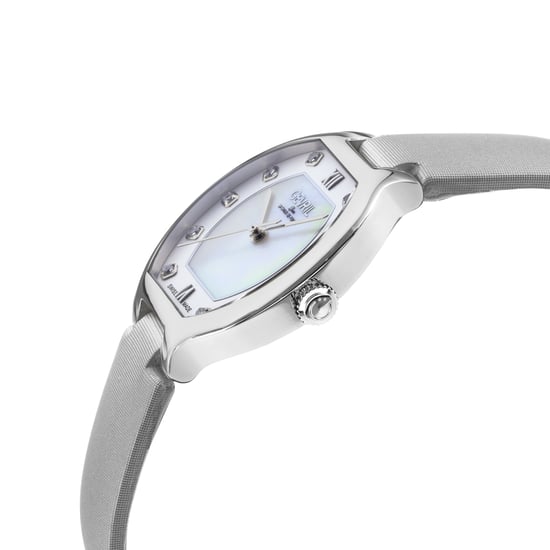 Gevril Women's Lugano Luxury Swiss Diamond 30 MM Watch, White MOP Dial, 316L Stainless Steel Case, Genuine Italian Handmade silver Leather Watch - Image 3
