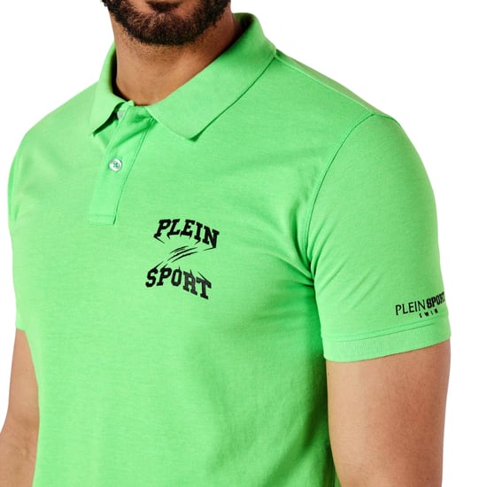 Plein Sport Scratch Logo Green Polo Shirt - Image 4