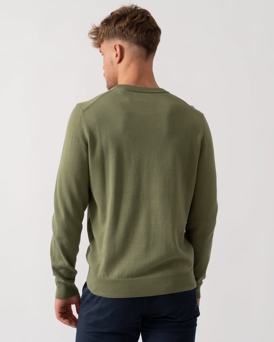 379 Classic Cotton Crew Neck Jumper Jumper in Khaki - Image 3