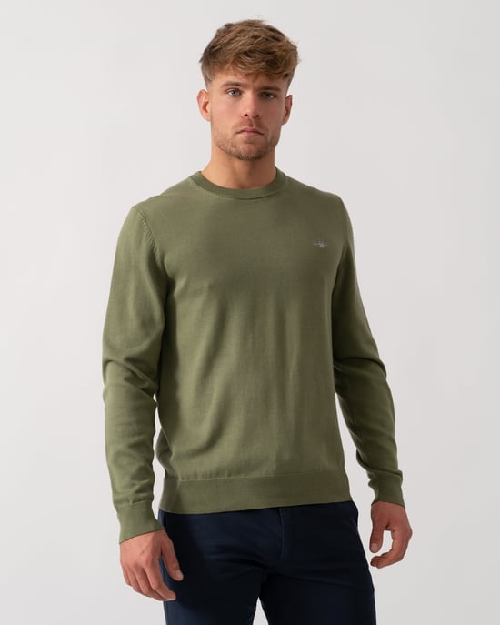 379 Classic Cotton Crew Neck Jumper Jumper in Khaki - Image 4